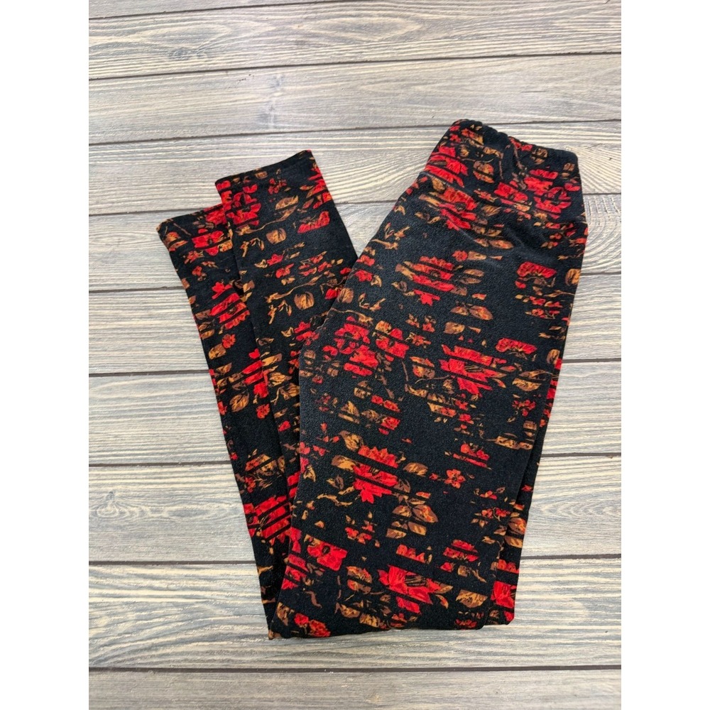 Lularoe Abstract Floral Print Leggings One Size Autumn Palette